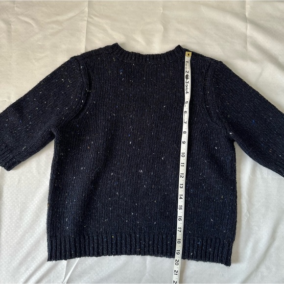 Theory Short Sleeve Speckled Wool Sweater Navy Blue Size Large - Picture 3 of 10